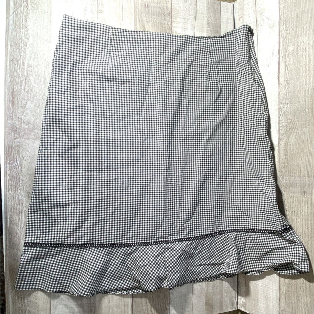 Talbots black gingham check skirt lightweight